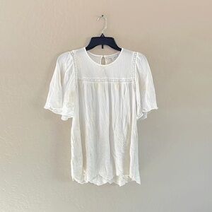 🌿Final Sale Pale‎ Sky Embroidered Ivory Top